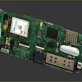 Detailed View Of Green Circuit Board With Electronic Chips And Connectors
