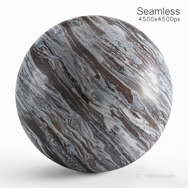 Marble Sphere Component With Natural Gray And Brown Swirl Texture Design 3d model 