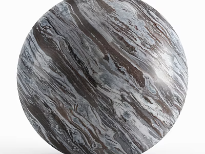 Marble Sphere Component With Natural Gray And Brown Swirl Texture Design 3d model