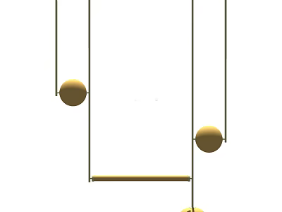 Modern Minimalist Chandelier With Golden Spherical Pendants And Horizontal Hanging Bar 3d model