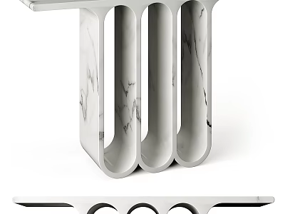 Modern Marble Console Table With Unique Vertical Slit Design And Sleek Surface 3d model