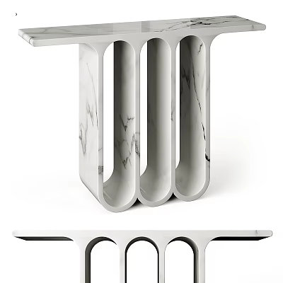 Modern Marble Console Table With Unique Vertical Slit Design And Sleek Surface 3d model
