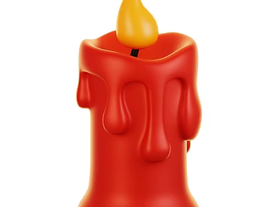 Movie Game Character Iconic Red Candle with Melting Wax Drips and Burning Yellow Flame 3d model