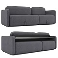 Gray Fabric Two Seater Sofa With Modern Design And Foldable Tray Table 3d model