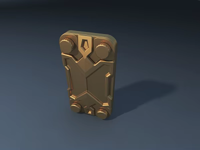 Golden Door Handle with Metallic Finish and Geometric Design for Home Interiors 3d model
