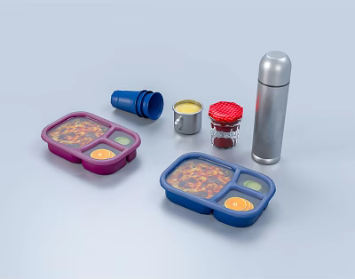 Modern Food Picnic Supplies Meal Box Picnic Tableware Water Cup 3d model