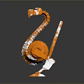 Orange Mechanical Dinosaur Game Movie Character With Long Neck Translucent Parts