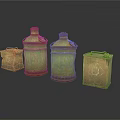 Vintage Decorative Rustic Metal Containers In Green Brown With Different Sizes