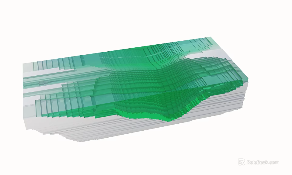 Modern Green Transparent Coffee Table With Layered Glass Structure Design 3d model 