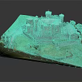 Cartoon Castle Scene Model With Towers Walls Grassland Path And Trees