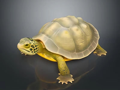 Reptile Turtle With Light Colored Bumpy Shell Green Spotted Head And Yellow Limbs 3d model