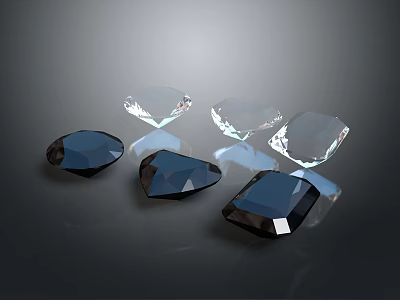 Elegant Blue And Clear Diamond Jewelry With Faceted Cuts And Shiny Surfaces 3d model