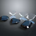 Elegant Blue And Clear Diamond Jewelry With Faceted Cuts And Shiny Surfaces