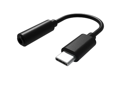 Black USB C to 3.5mm Audio Adapter Cable For Device Audio Connection 3d model