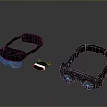 Modern Black VR Headsets with Purple Lenses and Small Accessory