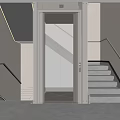 Modern Elevator With Glass Door And Marble Staircase In Interior Space 3d model