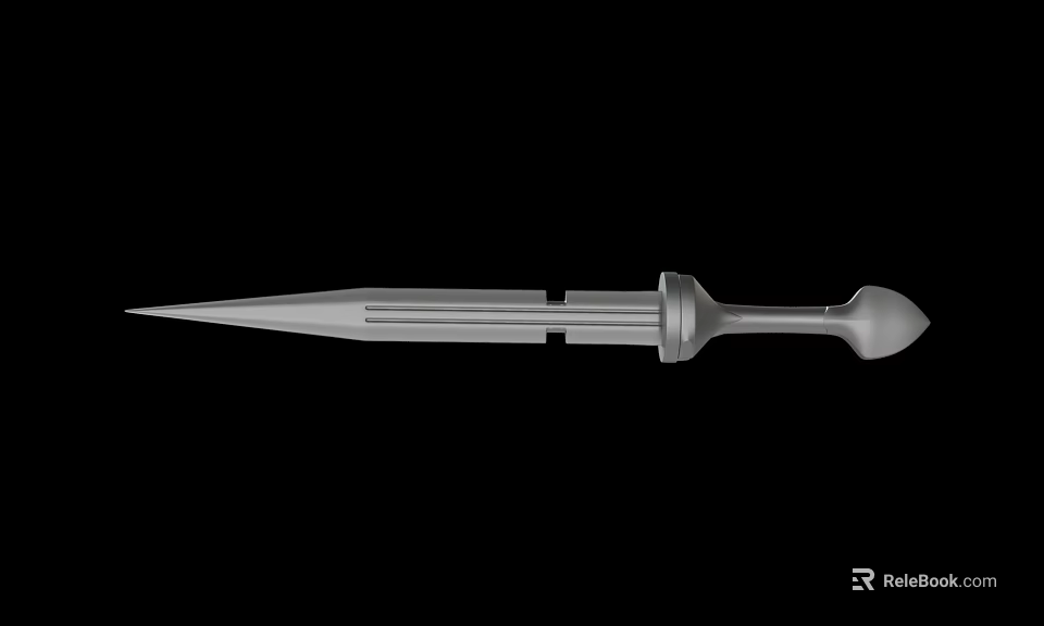 Classic Ancient Silver Metal Dagger With Sharp Blade And Decorative Hilt 3d model 