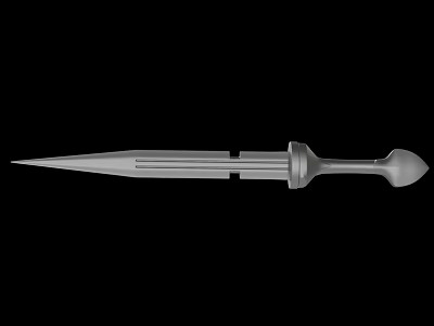 Classic Ancient Silver Metal Dagger With Sharp Blade And Decorative Hilt 3d model