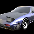Blue Custom Painted Sports Car With Yellow Stars And Side Graphics Design