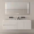 Modern Bathroom Vanity With Large Mirror Double Sinks And White Cabinet 3d model