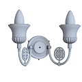 Vintage Brass Wall Sconce With Double Ceramic Shades And Decorative Patterns