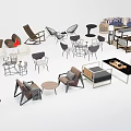 Diverse Modern Table and Chair Sets with Various Designs and Styles 3d model