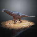 Long Necked Sauropod Dinosaur Standing On Sandy Ground With Realistic Texture