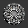 Futuristic Circular Mechanical Device With Intricate Metallic Components And Detailed Panels