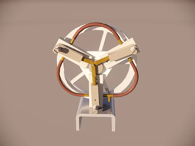 Mechanical Structure Featuring White Base Yellow Frame And Red Circular Rings 3d model