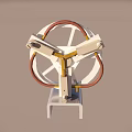 Mechanical Structure Featuring White Base Yellow Frame And Red Circular Rings 3d model