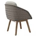 Gray Fabric Leisure Chair With Woven Armrest And Wooden Legs Design