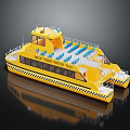 Yellow New York Water Taxi With Blue Seats And Decor