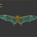 3D Bat Character Model With Spread Wings And Pink Body Rendering 3d model