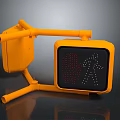 Yellow Pedestrian Traffic Light With Red Hand And Walking Figure Design