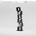 Black Modern Bookshelf With Irregular Compartments Featuring Books And Green Decorative Bottle