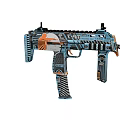 MP7 Submachine Gun With Blue Orange Black And White Decorative Design