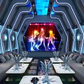 Futuristic KTV Interior With Neon Lights Sofas And High Tech Decor 3d model