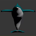 Detailed 3D Blue Dolphin Model on Dark Background with Shiny Reflection