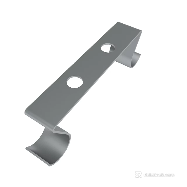 Durable Gray Metal Bracket With Two Holes For Industrial Support Applications 3d model 