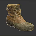 Brown and Green Leather Boots With Lace Up Design And Durable Rubber Sole