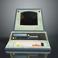 Vintage Portable Electronic Computer With Screen Keyboard And Colorful Control Buttons