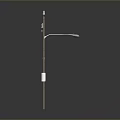 Outdoor Street Light Pole With Curved Lamp Arm And Electrical Box