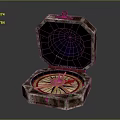 Decorative Ornament Set Featuring Open Vintage Box with Intricate Compass Design 3d model