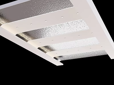 Modern Metallic Ceiling Design With Textured Panels And Recessed Lighting 3d model