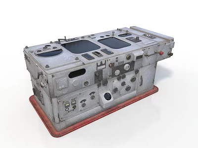 Industrial Equipment Control Panel Featuring Meters Buttons Metal Structure And Red Base 3d model