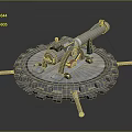 Large Industrial Mechanical Structure With Circular Toothed Gear Base And Metal Barrel