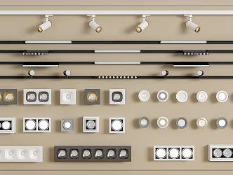 Track Spotlight Downlight Linear Light Embedded Downlight Magnetic Spotlight 3d model