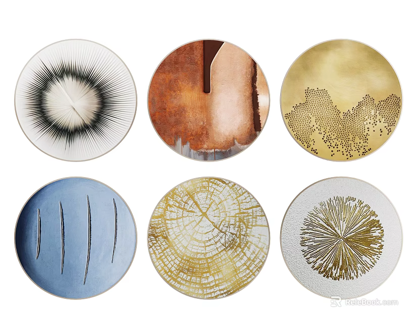 Stylish Circular Wall Decor With Diverse Textured Designs And Colorful Hues For Home Interiors 3d model 