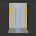 Modern Industrial Gate With Geometric Design Gray Yellow Orange Stripes And Control Panel Details
