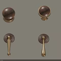 Wooden And Brass Cabinet Knobs And Pulls With Various Designs 3d model